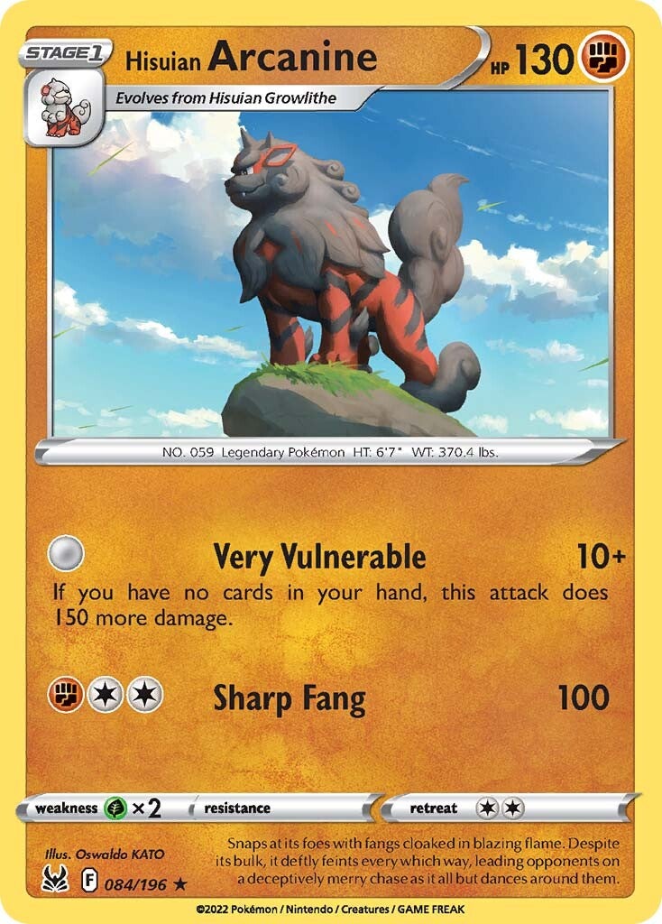 Hisuian Arcanine (084/196) (Theme Deck Exclusive) [Sword & Shield: Lost Origin] | Gam3 Escape