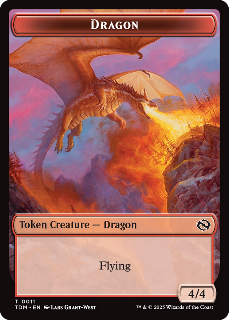 Dragon (0011) // Warrior Double-Sided Token [Tarkir: Dragonstorm Tokens] | Gam3 Escape