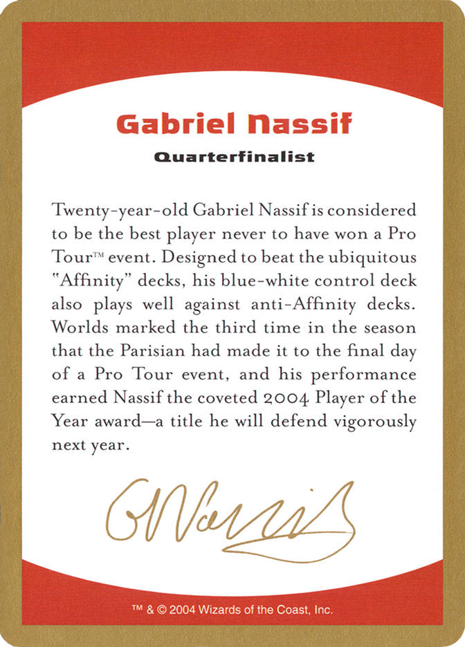 Gabriel Nassif Bio [World Championship Decks 2004] | Gam3 Escape