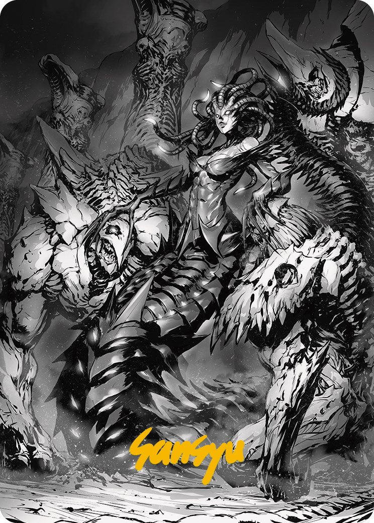 Vraska, Betrayal's Sting Art Card (Gold-Stamped Signature) [Phyrexia: All Will Be One Art Series] | Gam3 Escape