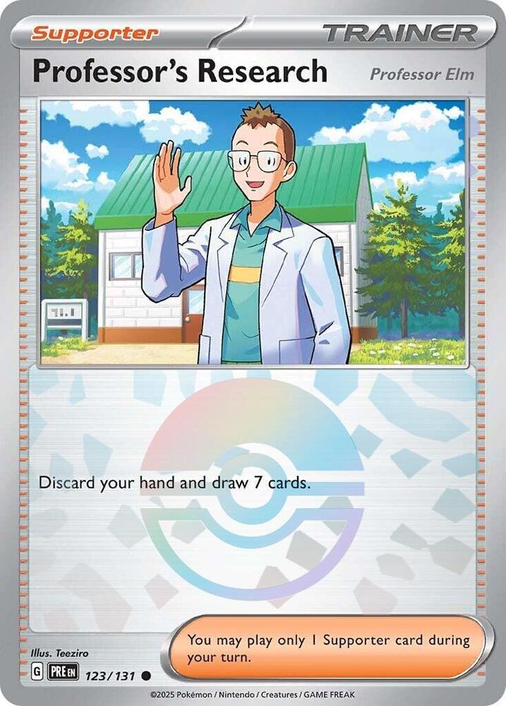 Professor's Research (123/131) [Professor Elm] (Poke Ball Pattern) [Scarlet & Violet: Prismatic Evolutions] | Gam3 Escape