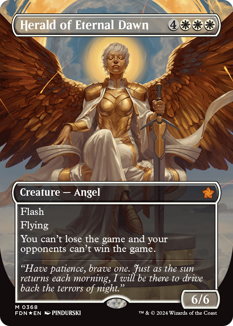 Herald of Eternal Dawn (Borderless) (Mana Foil) [Foundations] | Gam3 Escape