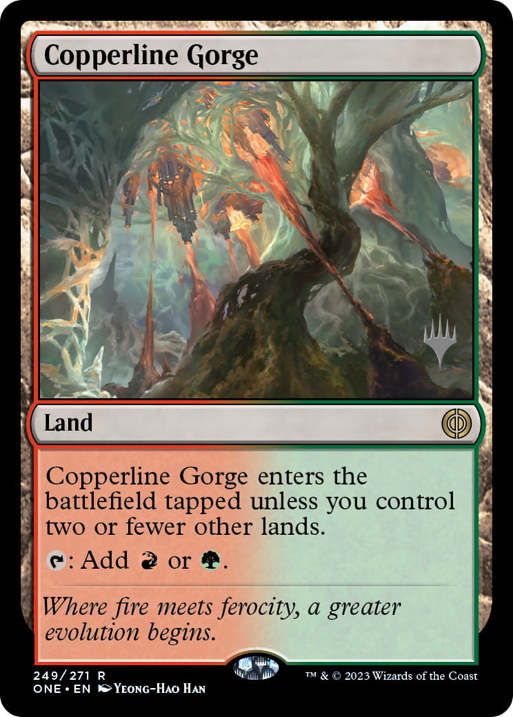 Copperline Gorge (Promo Pack) [Phyrexia: All Will Be One Promos] | Gam3 Escape