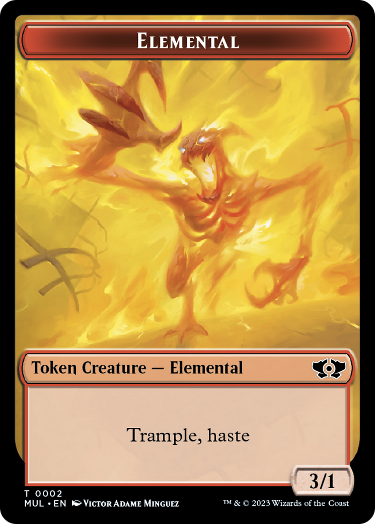 Elemental (2) // Teferi Akosa of Zhalfir Emblem Double-Sided Token [March of the Machine Tokens] | Gam3 Escape