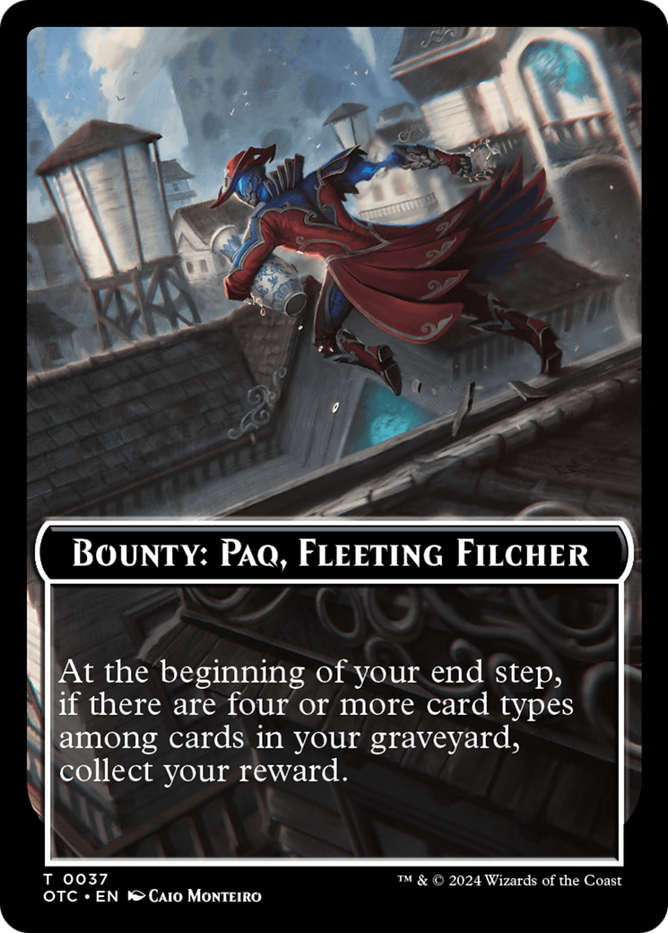 Bounty: Paq, Fleeting Filcher // Bounty Rules Double-Sided Token [Outlaws of Thunder Junction Commander Tokens] | Gam3 Escape