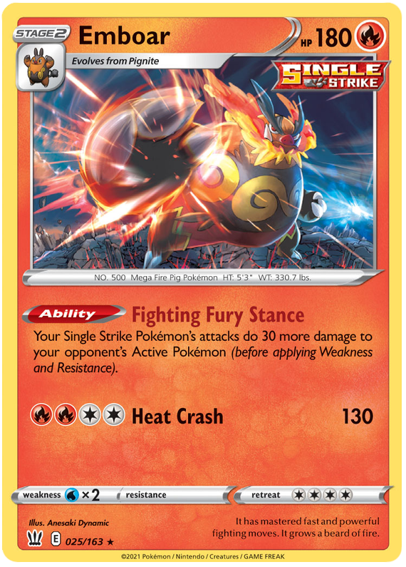 Emboar (025/163) [Sword & Shield: Battle Styles] | Gam3 Escape