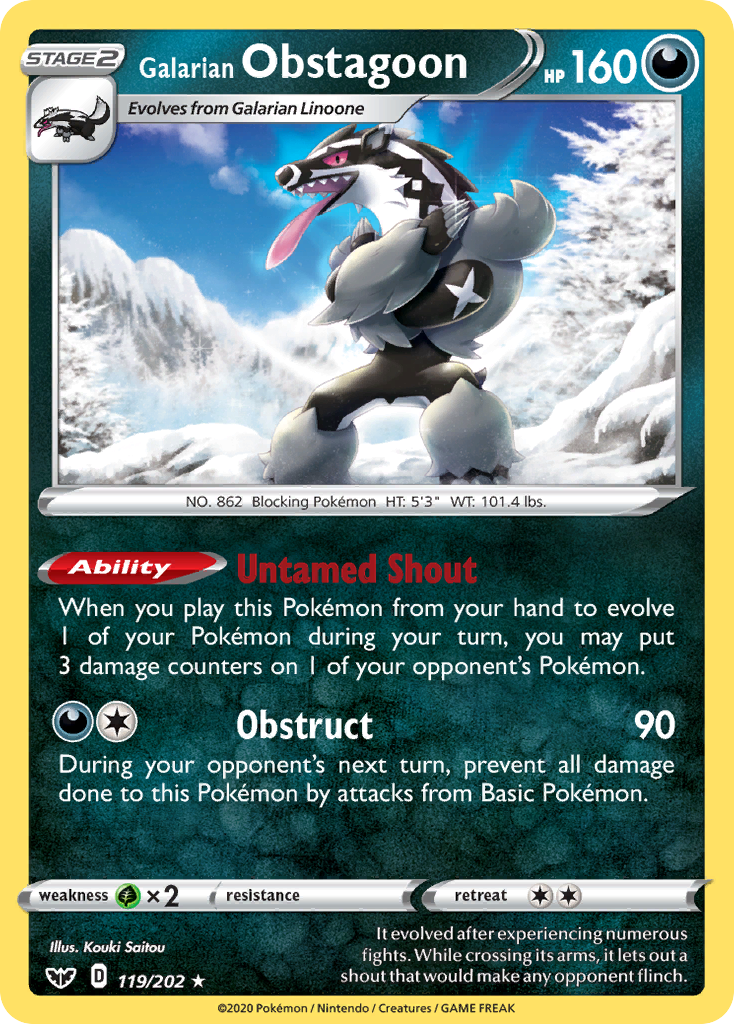 Galarian Obstagoon (119/202) [Sword & Shield: Base Set] | Gam3 Escape