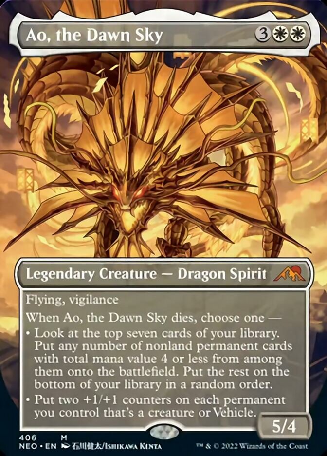 Ao, the Dawn Sky (Borderless Alternate Art) [Kamigawa: Neon Dynasty] | Gam3 Escape