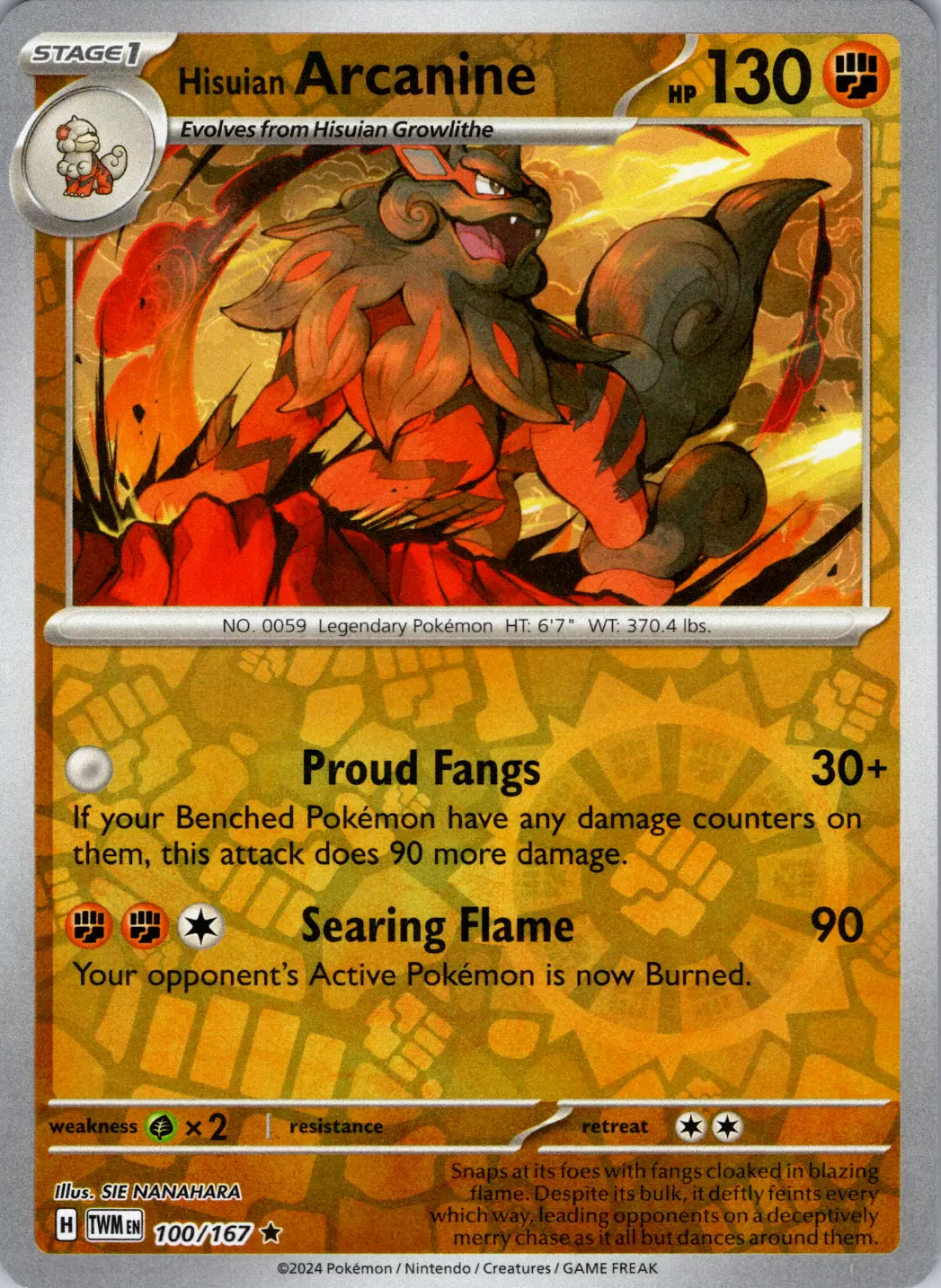 Hisuian Arcanine (100/167) [Scarlet & Violet: Twilight Masquerade] | Gam3 Escape