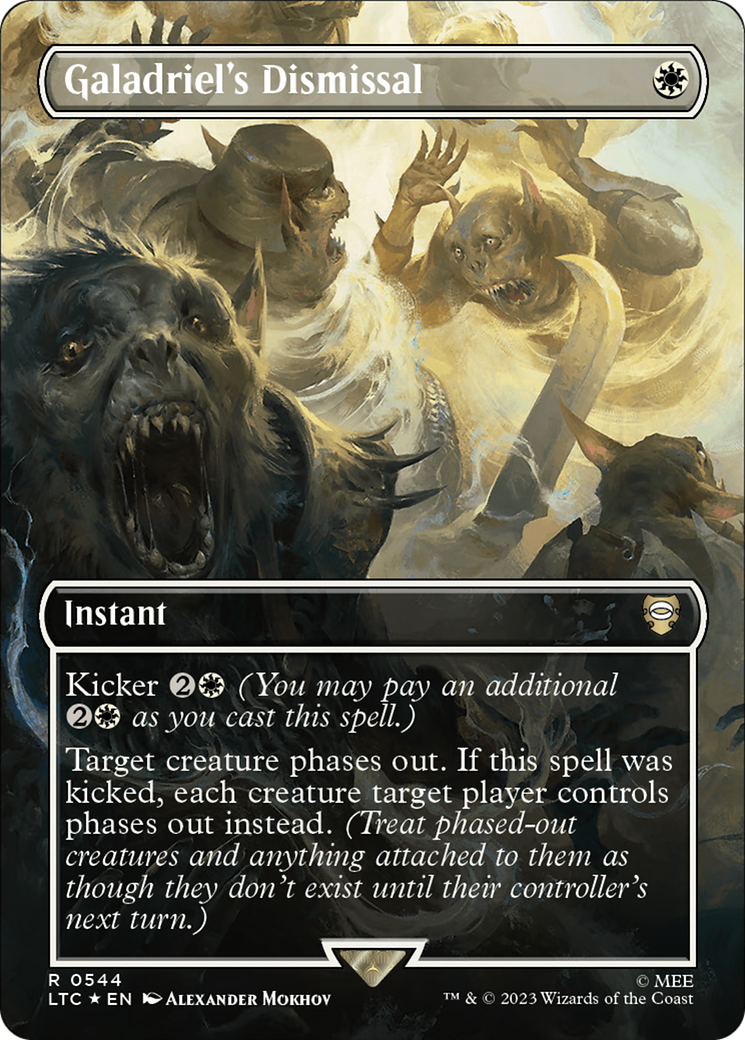 Galadriel's Dismissal (Borderless) (Surge Foil) [The Lord of the Rings: Tales of Middle-Earth Commander] | Gam3 Escape