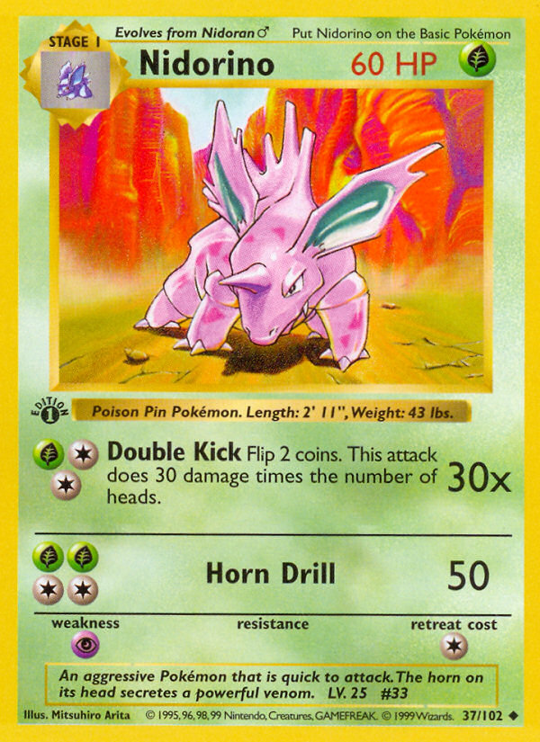 Nidorino (37/102) (Shadowless) [Base Set 1st Edition] | Gam3 Escape