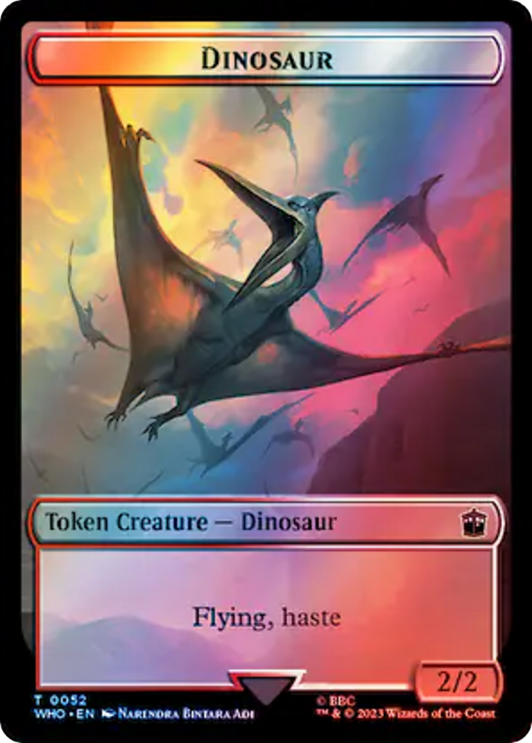 Soldier // Dinosaur Double-Sided Token (Surge Foil) [Doctor Who Tokens] | Gam3 Escape