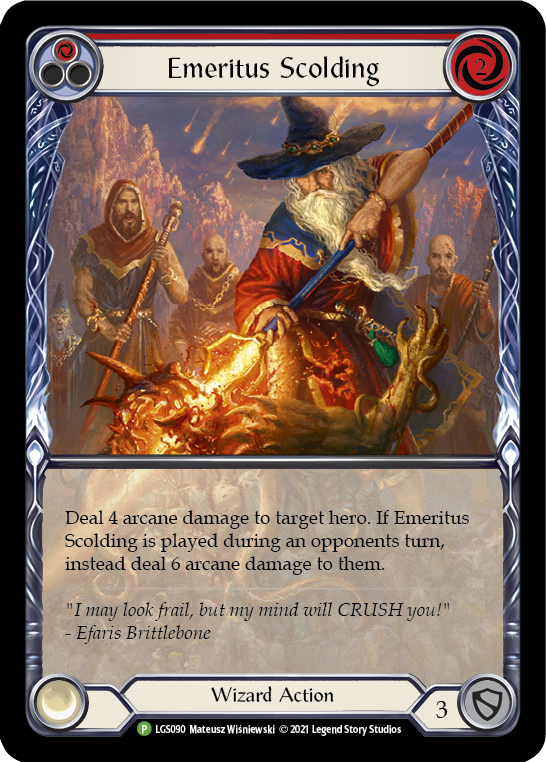 Emeritus Scolding (Red Extended Art) [LGS090] (Promo)  Rainbow Foil | Gam3 Escape