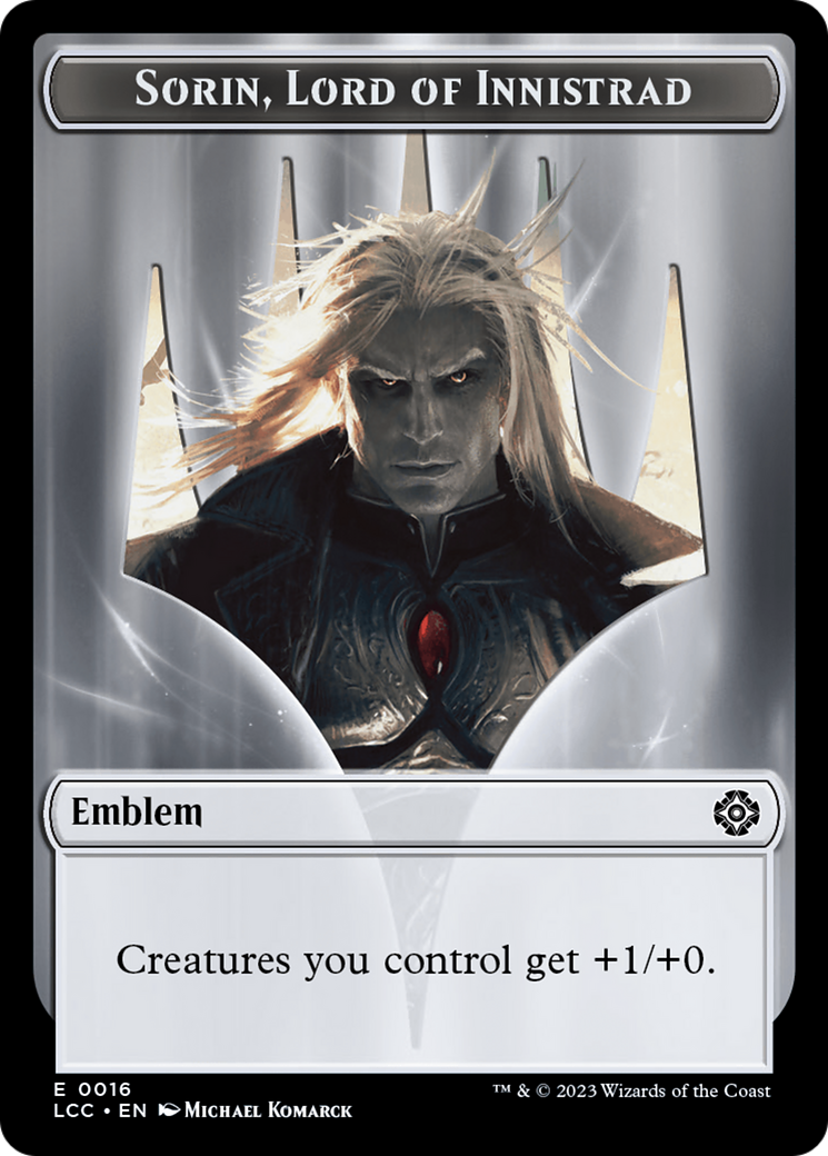 Emblem - Sorin, Lord of Innistrad // Vampire (0004) Double-Sided Token [The Lost Caverns of Ixalan Commander Tokens] | Gam3 Escape