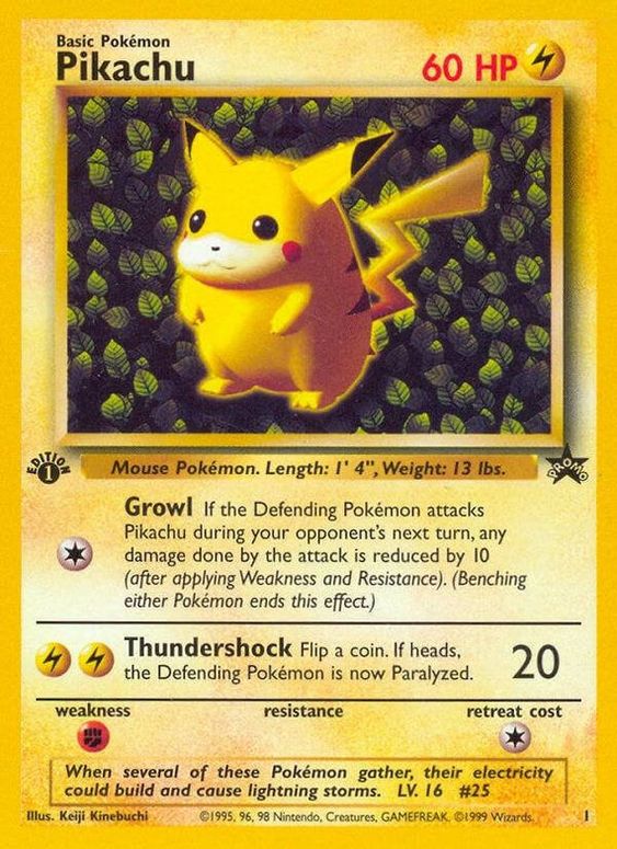 Pikachu (1) (1st Edition Misprint Promo) [Wizards of the Coast: Black Star Promos] | Gam3 Escape