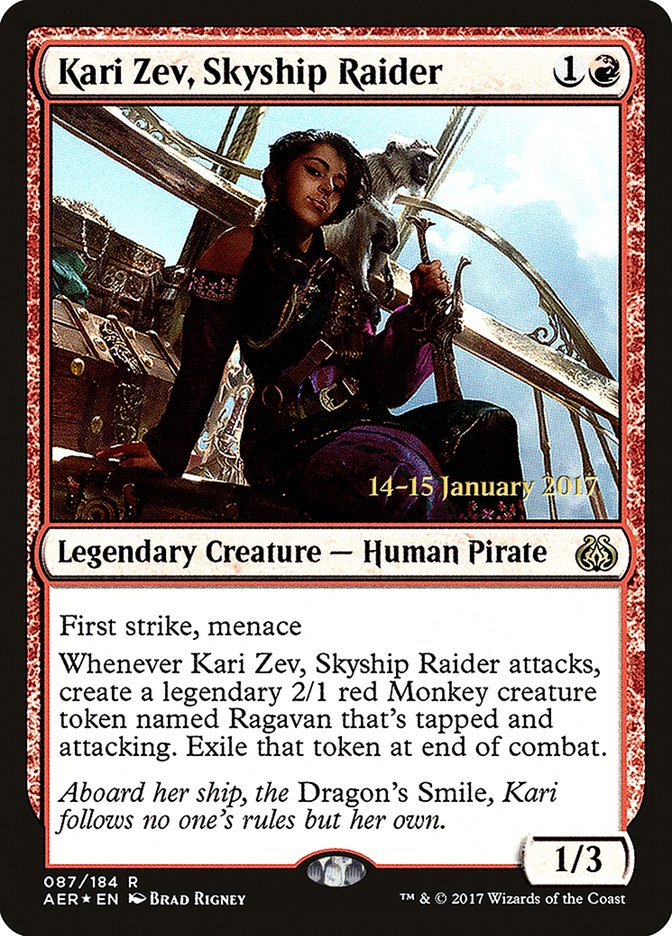 Kari Zev, Skyship Raider [Aether Revolt Prerelease Promos] | Gam3 Escape