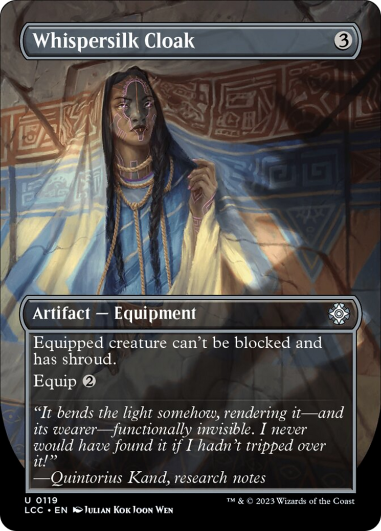 Whispersilk Cloak (Borderless) [The Lost Caverns of Ixalan Commander] | Gam3 Escape