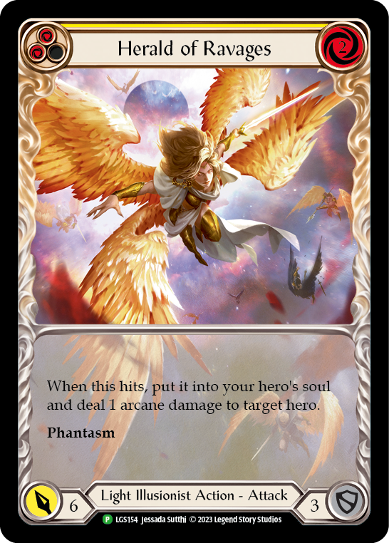 Herald of Ravages (Yellow) (Extended Art) [LGS154] (Promo)  Rainbow Foil | Gam3 Escape