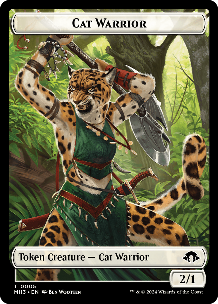 Eldrazi Spawn // Cat Warrior Double-Sided Token [Modern Horizons 3 Tokens] | Gam3 Escape