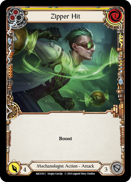 Zipper Hit (Yellow) [ARC030-C] (Arcane Rising)  1st Edition Rainbow Foil | Gam3 Escape