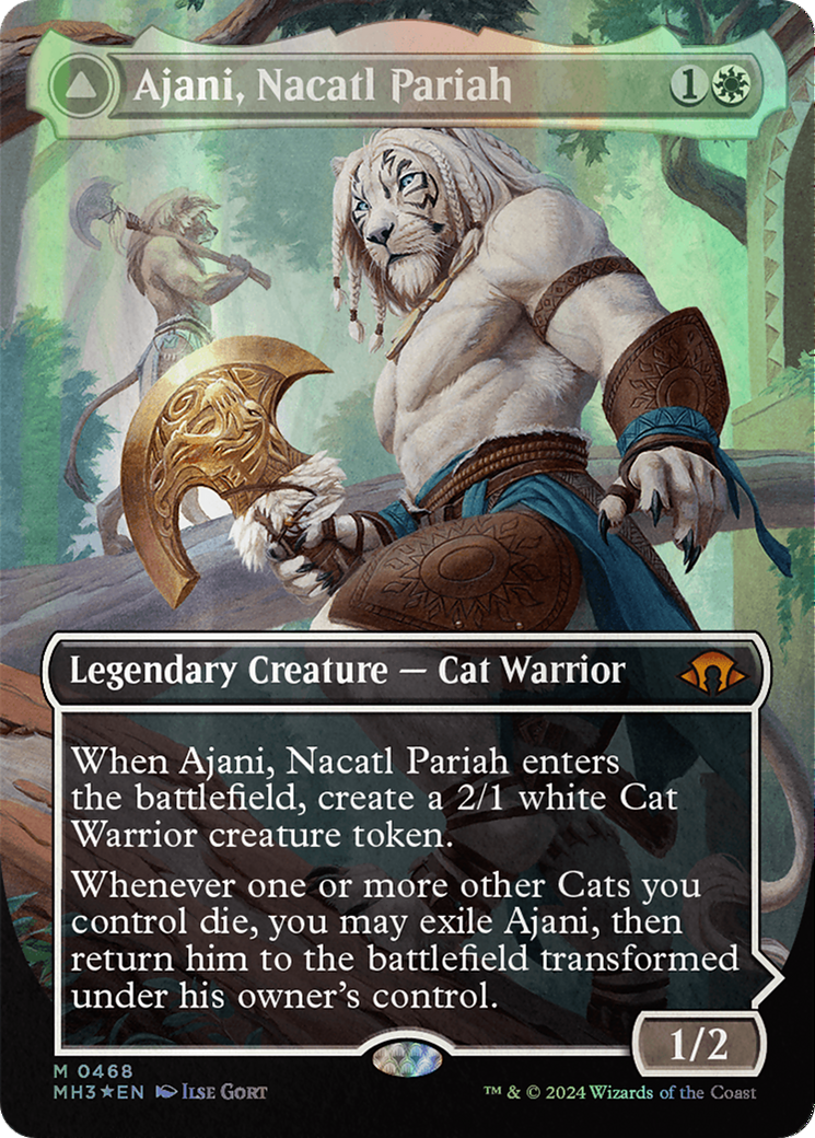 Ajani, Nacatl Pariah // Ajani, Nacatl Avenger (Borderless) (Textured Foil) [Modern Horizons 3] | Gam3 Escape