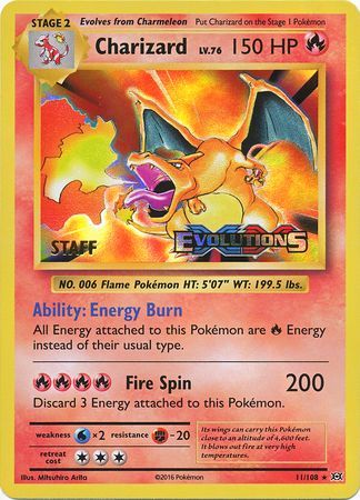 Charizard (11/108) (XY Evolutions Staff Prerelease) [XY: Black Star Promos] | Gam3 Escape