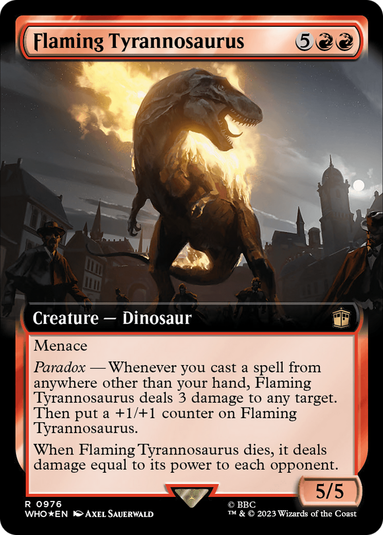 Flaming Tyrannosaurus (Extended Art) (Surge Foil) [Doctor Who] | Gam3 Escape