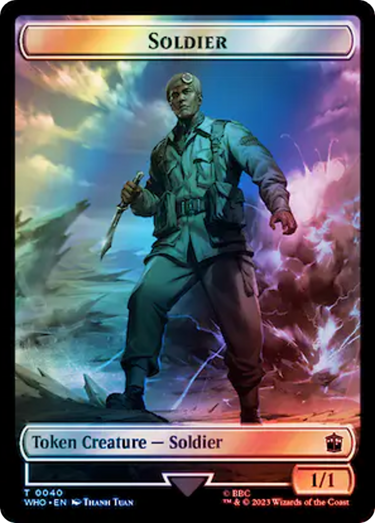 Soldier // Beast Double-Sided Token (Surge Foil) [Doctor Who Tokens] | Gam3 Escape