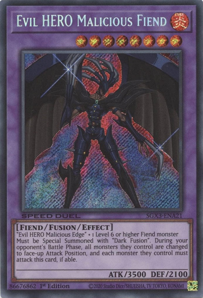 Evil HERO Malicious Fiend [SGX3-ENA21] Secret Rare | Gam3 Escape