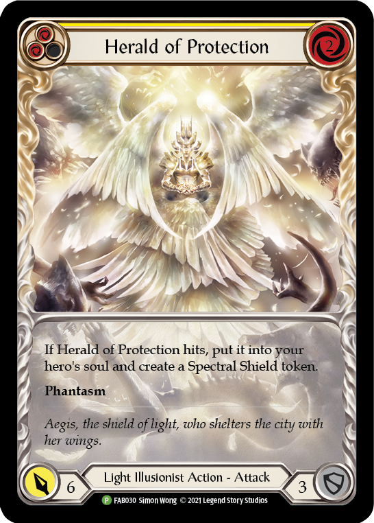 Herald of Protection (Yellow Extended Art) [FAB030] (Promo)  Rainbow Foil | Gam3 Escape