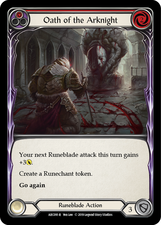Oath of the Arknight (Red) [ARC091-R] (Arcane Rising)  1st Edition Rainbow Foil | Gam3 Escape