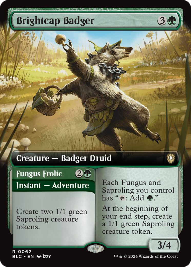 Brightcap Badger // Fungus Frolic (Extended Art) [Bloomburrow Commander] | Gam3 Escape