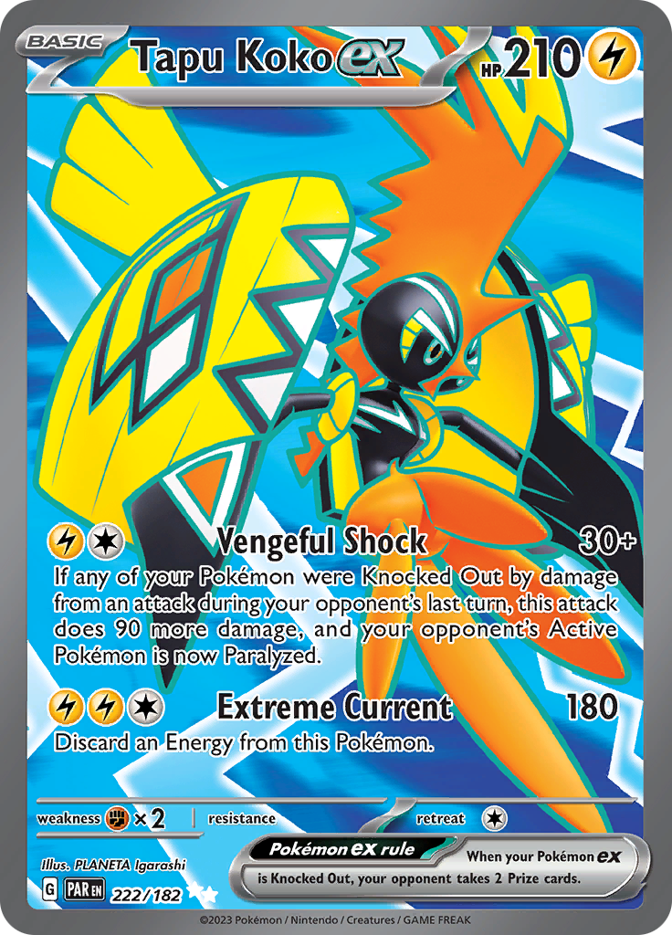 Tapu Koko ex (222/182) [Scarlet & Violet: Paradox Rift] | Gam3 Escape