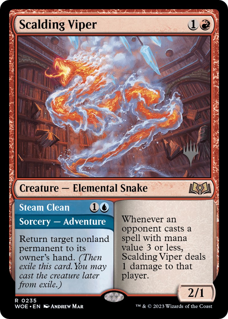 Scalding Viper // Steam Clean (Promo Pack) [Wilds of Eldraine Promos] | Gam3 Escape