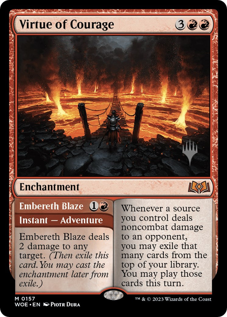 Virtue of Courage //Embereth Blaze (Promo Pack) [Wilds of Eldraine Promos] | Gam3 Escape