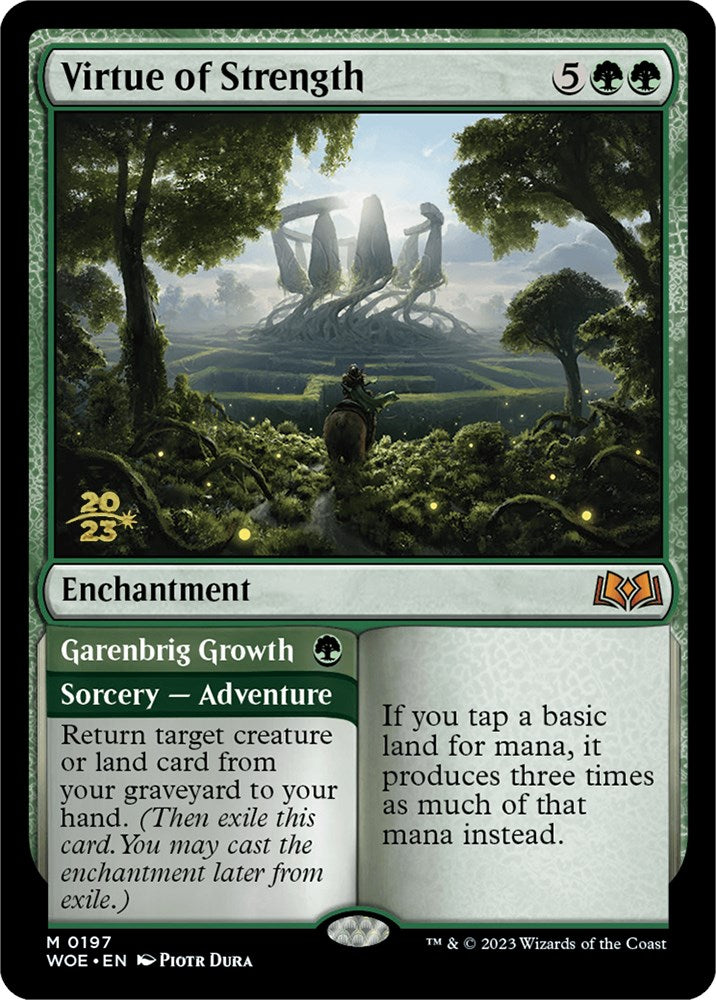 Virtue of Strength // Garenbrig Growth (Promo Pack) [Wilds of Eldraine Promos] | Gam3 Escape