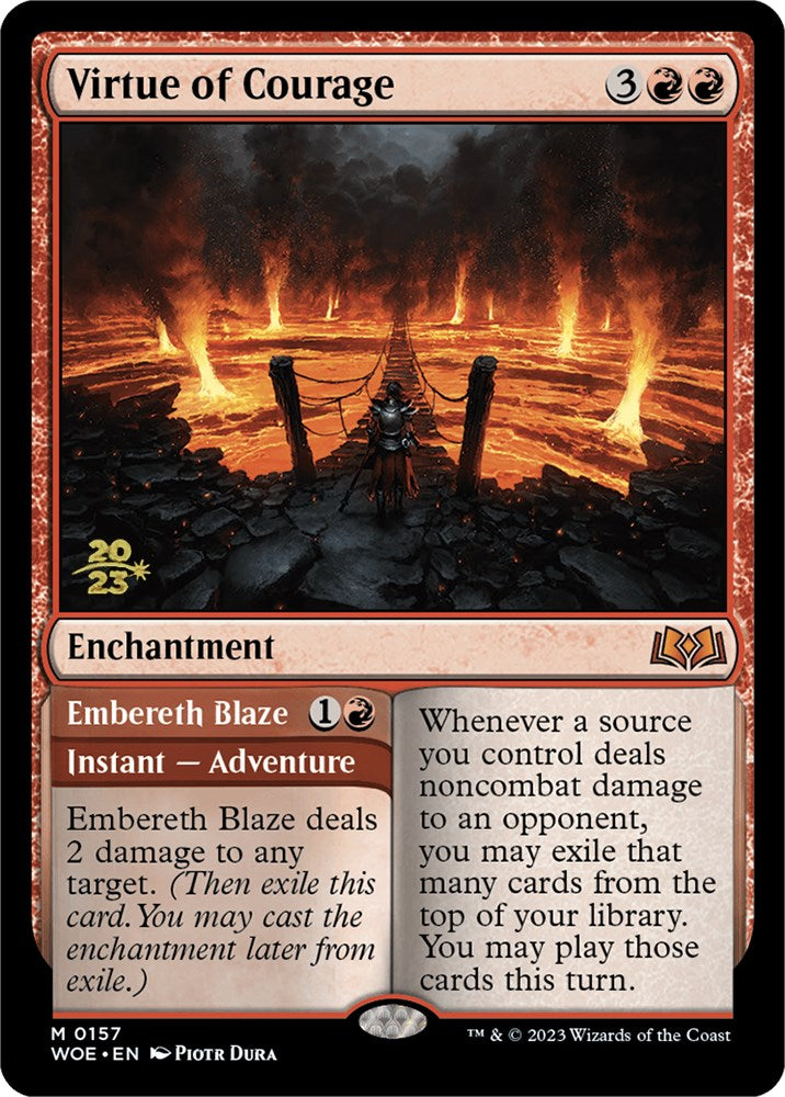Virtue of Courage //Embereth Blaze (Promo Pack) [Wilds of Eldraine Promos] | Gam3 Escape