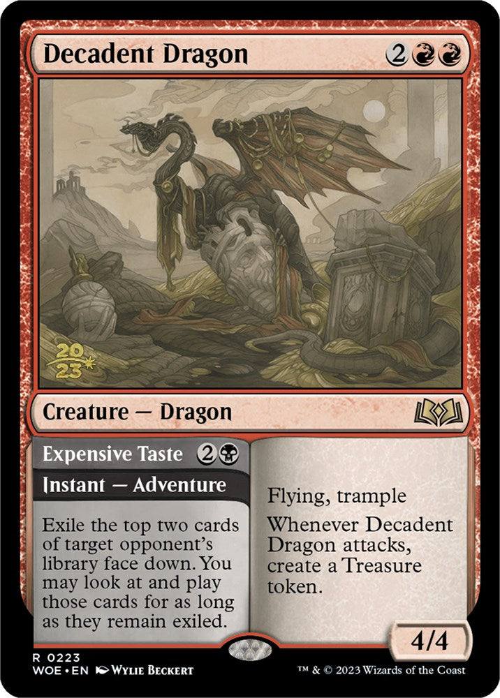 Decadent Dragon // Expensive Taste (Promo Pack) [Wilds of Eldraine Promos] | Gam3 Escape