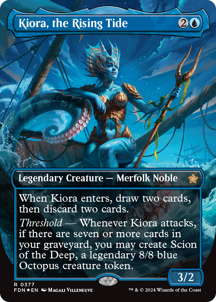 Kiora, the Rising Tide (Borderless) (Mana Foil) [Foundations] | Gam3 Escape