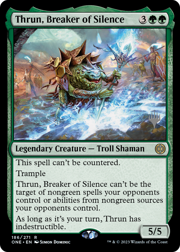 Thrun, Breaker of Silence (Promo Pack) [Phyrexia: All Will Be One Promos] | Gam3 Escape