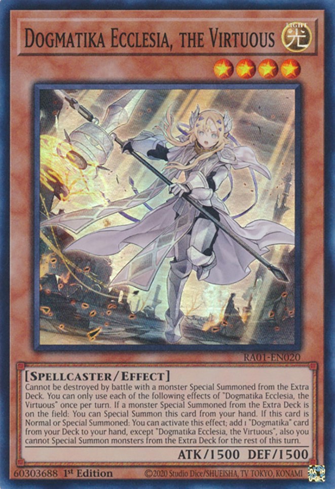 Dogmatika Ecclesia, the Virtuous [RA01-EN020] Super Rare | Gam3 Escape