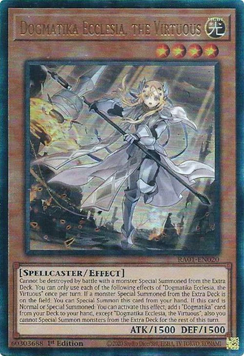 Dogmatika Ecclesia, the Virtuous [RA01-EN020] Prismatic Ultimate Rare | Gam3 Escape