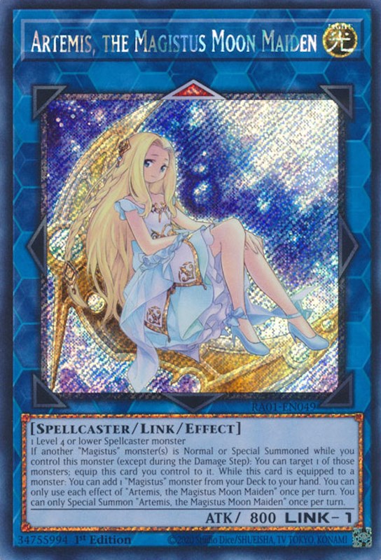 Artemis, the Magistus Moon Maiden [RA01-EN049] Platinum Secret Rare | Gam3 Escape