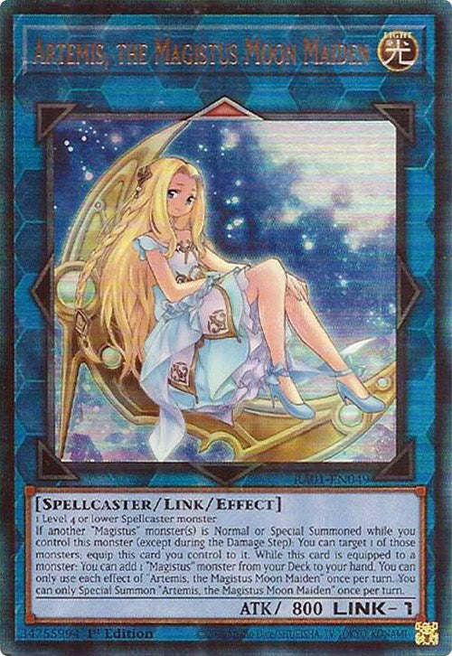 Artemis, the Magistus Moon Maiden [RA01-EN049] Prismatic Ultimate Rare | Gam3 Escape