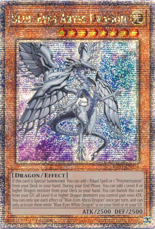 Blue-Eyes Abyss Dragon [RA01-EN016] Quarter Century Secret Rare | Gam3 Escape