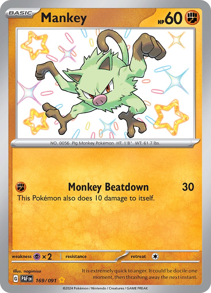 Mankey (169/091) [Scarlet & Violet: Paldean Fates] | Gam3 Escape