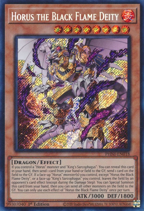 Horus the Black Flame Deity [PHNI-EN018] Secret Rare | Gam3 Escape
