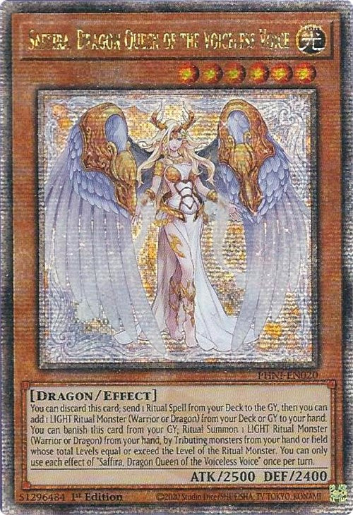 Saffira, Dragon Queen of the Voiceless Voice [PHNI-EN020] Quarter Century Secret Rare | Gam3 Escape