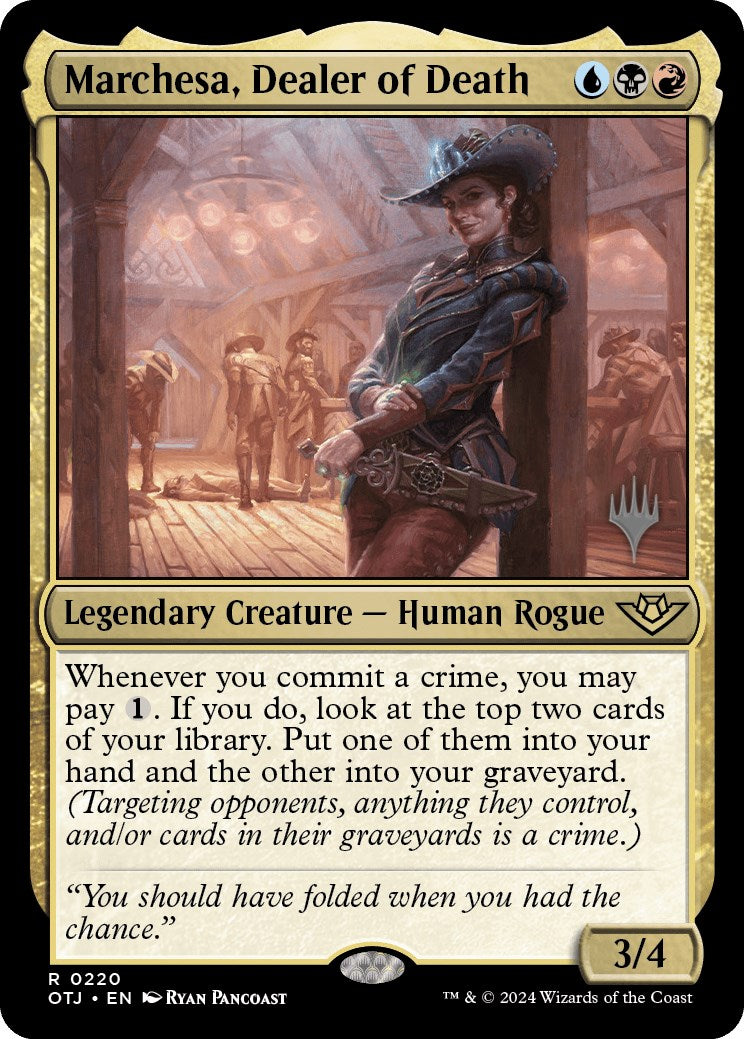 Marchesa, Dealer of Death (Promo Pack) [Outlaws of Thunder Junction Promos] | Gam3 Escape