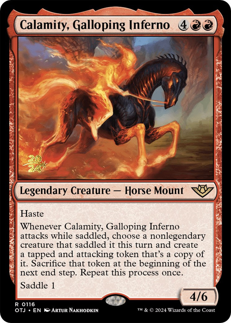 Calamity, Galloping Inferno [Outlaws of Thunder Junction Prerelease Promos] | Gam3 Escape
